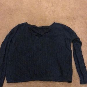 cropped blue sweater
